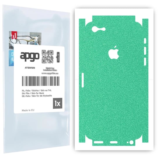 Folia naklejka skórka strukturalna na TYŁ+BOKI do Apple iPhone SE (2016 pierwszy model) -  Seledynowy Pastel Matowy Chropowaty Baranek - apgo SKINS apgo