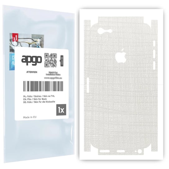 Folia naklejka skórka strukturalna na TYŁ+BOKI do Apple iPhone SE (2016 pierwszy model) -  Tkanina Biała - apgo SKINS apgo