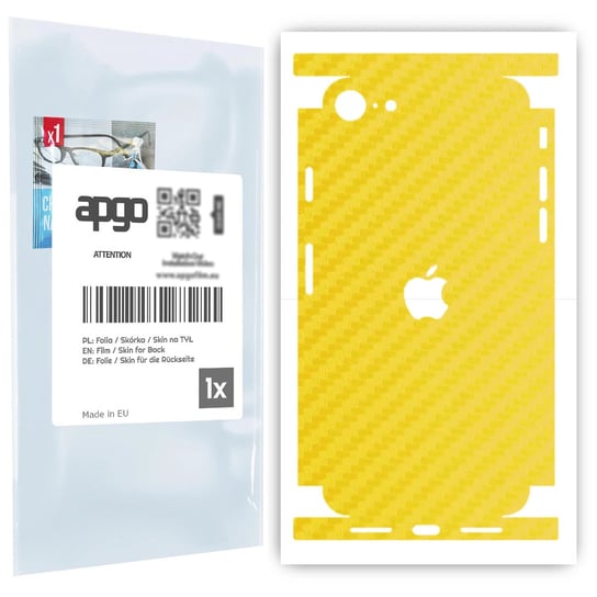 Folia naklejka skórka strukturalna na TYŁ+BOKI do Apple iPhone SE (2020) -  Carbon Żółty - apgo SKINS apgo