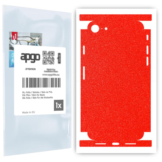 Folia naklejka skórka strukturalna na TYŁ+BOKI do Apple iPhone SE 2022 -  Czerwony Pastel Matowy Chropowaty Baranek - apgo SKINS apgo