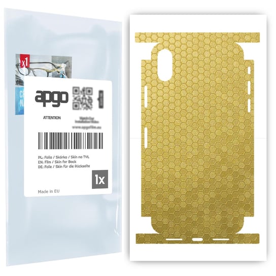 Folia naklejka skórka strukturalna na TYŁ+BOKI do Apple iPhone X -  Plaster Miodu Złoty - apgo SKINS apgo