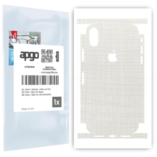 Folia naklejka skórka strukturalna na TYŁ+BOKI do Apple iPhone X -  Tkanina Biała - apgo SKINS apgo