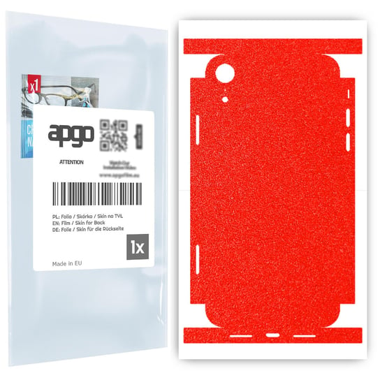 Folia naklejka skórka strukturalna na TYŁ+BOKI do Apple iPhone XR -  Czerwony Pastel Matowy Chropowaty Baranek - apgo SKINS apgo
