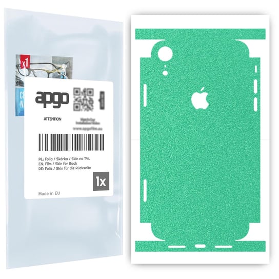 Folia naklejka skórka strukturalna na TYŁ+BOKI do Apple iPhone XR -  Seledynowy Pastel Matowy Chropowaty Baranek - apgo SKINS apgo
