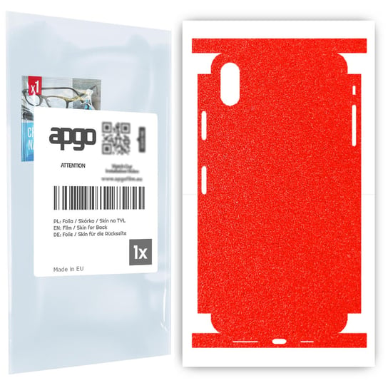 Folia naklejka skórka strukturalna na TYŁ+BOKI do Apple iPhone XS Max -  Czerwony Pastel Matowy Chropowaty Baranek - apgo SKINS apgo