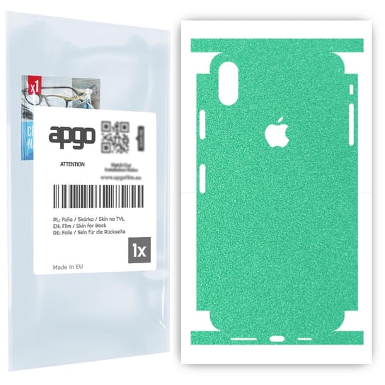 Folia naklejka skórka strukturalna na TYŁ+BOKI do Apple iPhone XS Max -  Seledynowy Pastel Matowy Chropowaty Baranek - apgo SKINS apgo