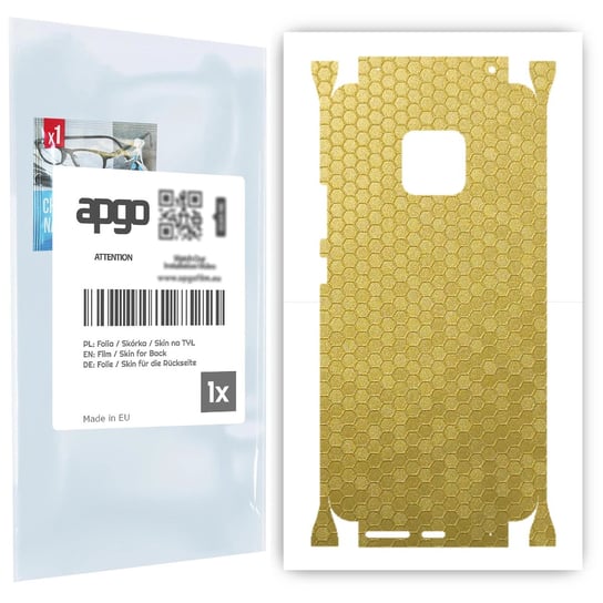 Folia naklejka skórka strukturalna na TYŁ+BOKI do Huawei Mate 20 Pro -  Plaster Miodu Złoty - apgo SKINS apgo