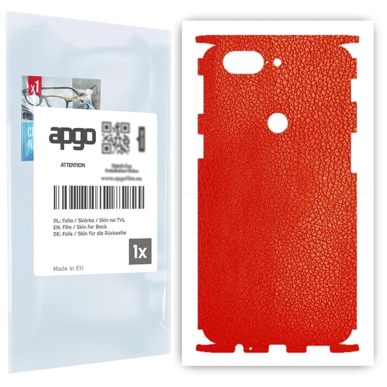 Folia naklejka skórka strukturalna na TYŁ+BOKI do OnePlus 5T -  Skóra Czerwona - apgo SKINS apgo