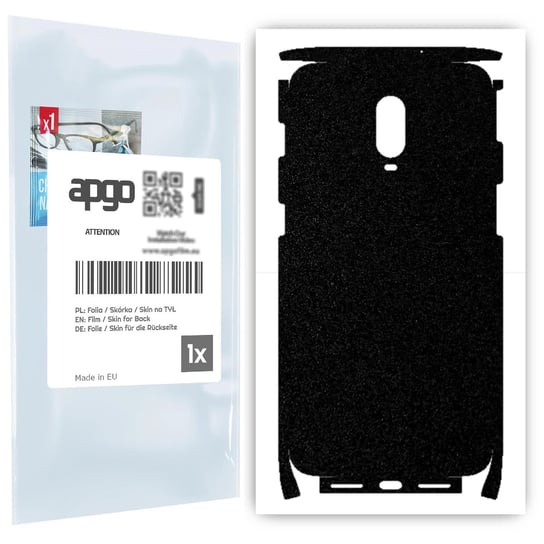 Folia naklejka skórka strukturalna na TYŁ+BOKI do OnePlus 6T -  Czarny Pastel Matowy Chropowaty Baranek - apgo SKINS apgo