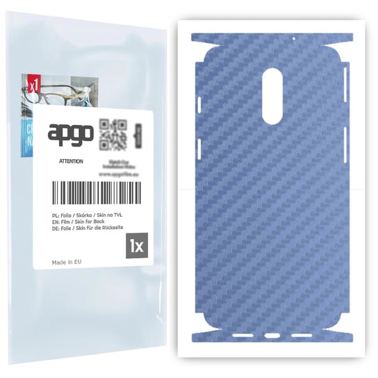 Folia naklejka skórka strukturalna na TYŁ+BOKI do OnePlus 7 -  Carbon Granatowy - apgo SKINS apgo