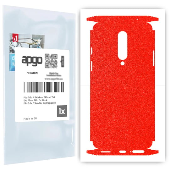 Folia naklejka skórka strukturalna na TYŁ+BOKI do OnePlus 8 -  Czerwony Pastel Matowy Chropowaty Baranek - apgo SKINS apgo