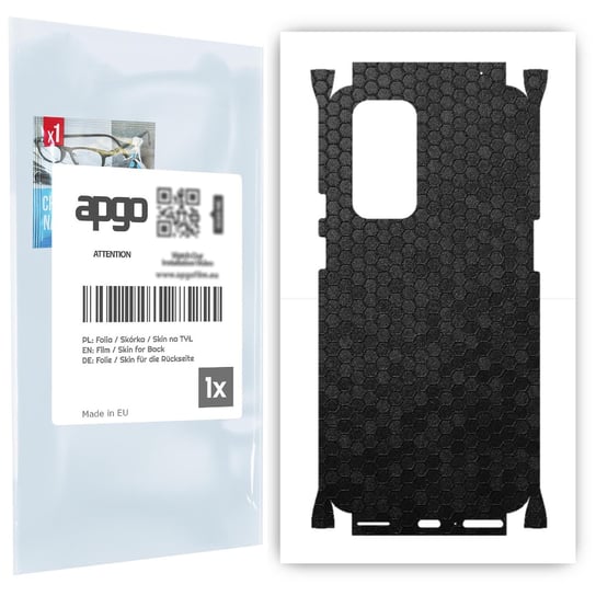 Folia naklejka skórka strukturalna na TYŁ+BOKI do OnePlus 9 Pro -  Plaster Miodu Czarny - apgo SKINS apgo