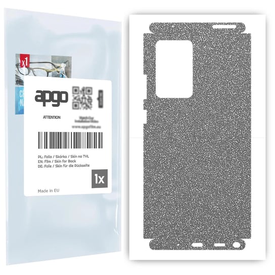Folia naklejka skórka strukturalna na TYŁ+BOKI do Samsung Galaxy Note 20 Ultra -  Brokat Srebrny - apgo SKINS apgo