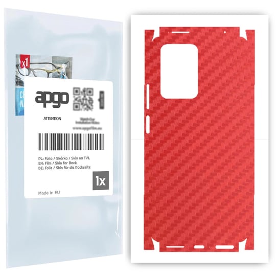 Folia naklejka skórka strukturalna na TYŁ+BOKI do Xiaomi 11T Pro -  Carbon Czerwony - apgo SKINS apgo