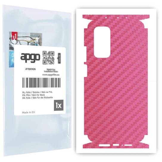 Folia naklejka skórka strukturalna na TYŁ+BOKI do Xiaomi Mi 10T 5G -  Carbon Różowy - apgo SKINS apgo