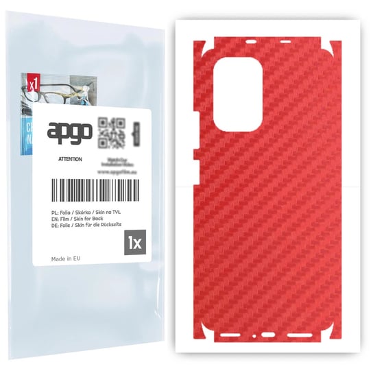 Folia naklejka skórka strukturalna na TYŁ+BOKI do Xiaomi Mi 11i -  Carbon Czerwony - apgo SKINS apgo