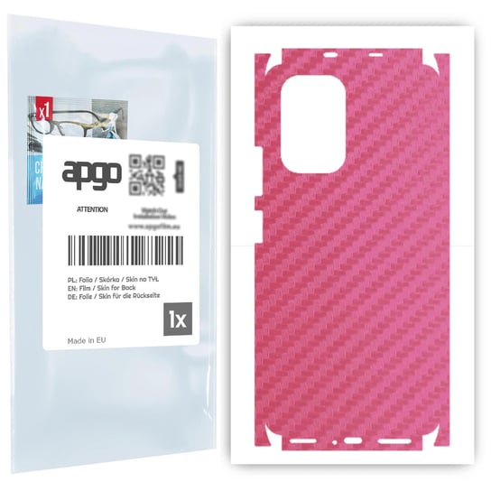 Folia naklejka skórka strukturalna na TYŁ+BOKI do Xiaomi Mi 11i -  Carbon Różowy - apgo SKINS apgo