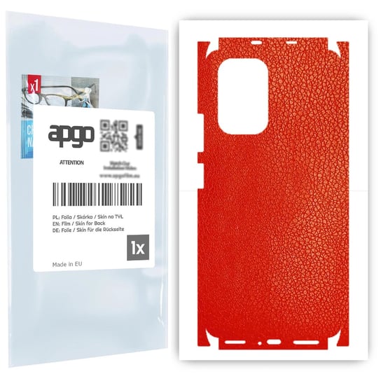 Folia naklejka skórka strukturalna na TYŁ+BOKI do Xiaomi Mi 11i -  Skóra Czerwona - apgo SKINS apgo