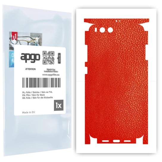 Folia naklejka skórka strukturalna na TYŁ+BOKI do Xiaomi Mi 6 -  Skóra Czerwona - apgo SKINS apgo