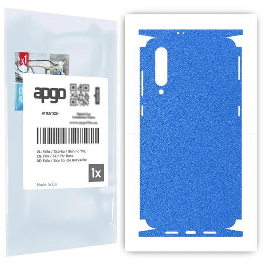 Folia naklejka skórka strukturalna na TYŁ+BOKI do Xiaomi Mi 9 -  Niebieski Pastel Matowy Chropowaty Baranek - apgo SKINS apgo