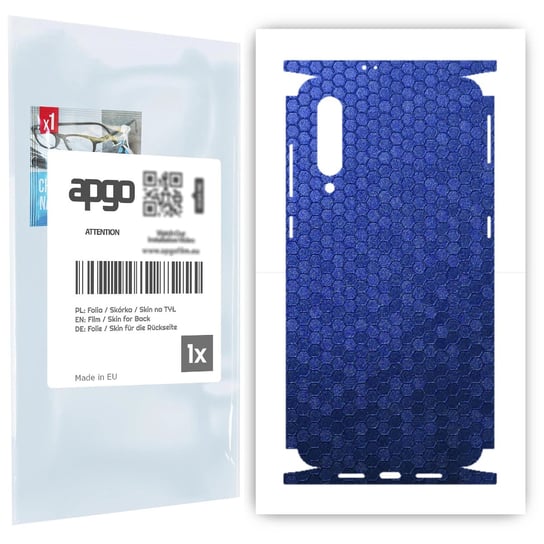 Folia naklejka skórka strukturalna na TYŁ+BOKI do Xiaomi Mi 9 -  Plaster Miodu Niebieski - apgo SKINS apgo