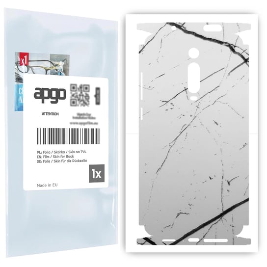 Folia naklejka skórka strukturalna na TYŁ+BOKI do Xiaomi Mi 9T -  Marmur Biały - apgo SKINS apgo