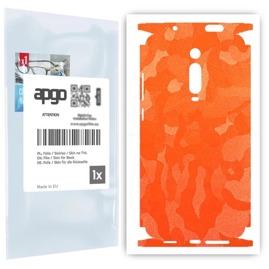 Folia naklejka skórka strukturalna na TYŁ+BOKI do Xiaomi Mi 9T -  Moro | Camo Pomarańczowy - apgo SKINS apgo