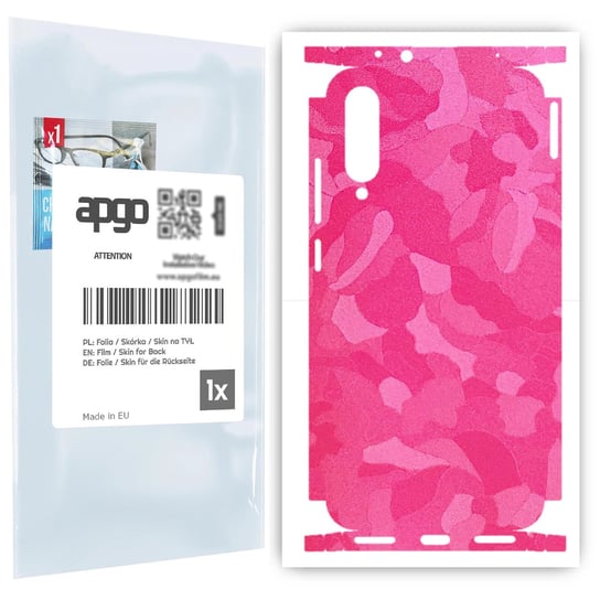 Folia naklejka skórka strukturalna na TYŁ+BOKI do Xiaomi Mi A3 -  Moro | Camo Różowy - apgo SKINS apgo