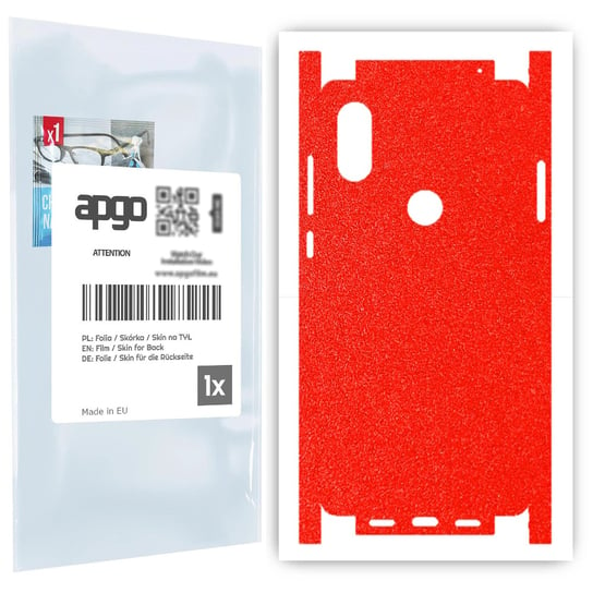 Folia naklejka skórka strukturalna na TYŁ+BOKI do Xiaomi Mi Mix 2S -  Czerwony Pastel Matowy Chropowaty Baranek - apgo SKINS apgo