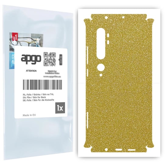 Folia naklejka skórka strukturalna na TYŁ+BOKI do Xiaomi Mi Note 10 -  Brokat Złoty - apgo SKINS apgo