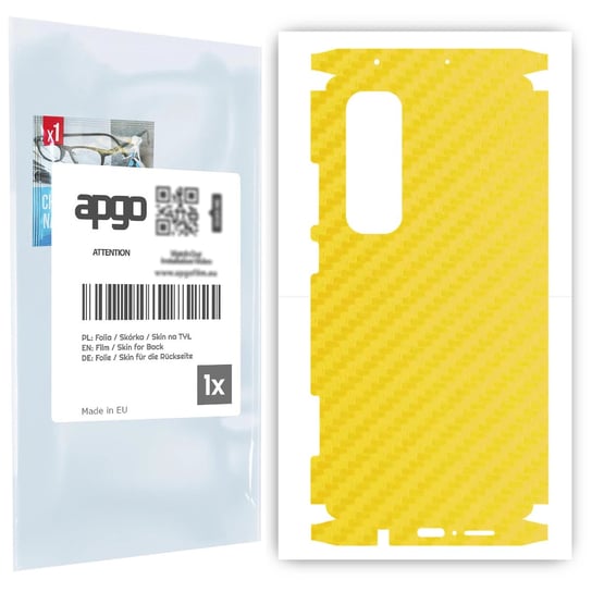 Folia naklejka skórka strukturalna na TYŁ+BOKI do Xiaomi Mi Note 10 Lite -  Carbon Żółty - apgo SKINS apgo