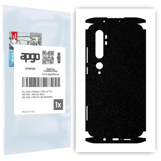 Folia naklejka skórka strukturalna na TYŁ+BOKI do Xiaomi Mi Note 10 Pro -  Czarny Pastel Matowy Chropowaty Baranek - apgo SKINS apgo