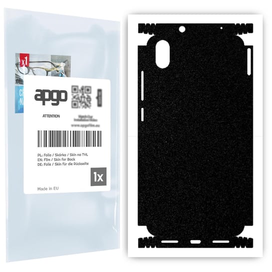Folia naklejka skórka strukturalna na TYŁ+BOKI do Xiaomi Redmi 7A -  Czarny Pastel Matowy Chropowaty Baranek - apgo SKINS apgo