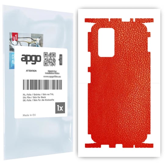 Folia naklejka skórka strukturalna na TYŁ+BOKI do Xiaomi Redmi Note 10 Pro -  Skóra Czerwona - apgo SKINS apgo