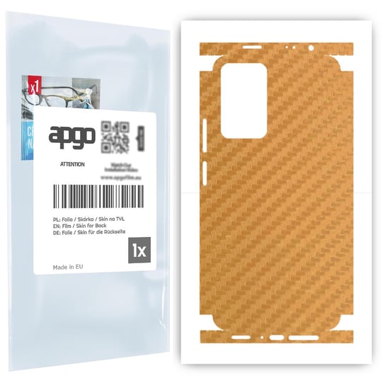 Folia naklejka skórka strukturalna na TYŁ+BOKI do Xiaomi Redmi Note 11 Pro Plus -  Carbon Złoty - apgo SKINS apgo