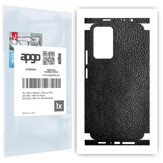 Folia naklejka skórka strukturalna na TYŁ+BOKI do Xiaomi Redmi Note 11 Pro Plus -  Skóra Czarna - apgo SKINS apgo