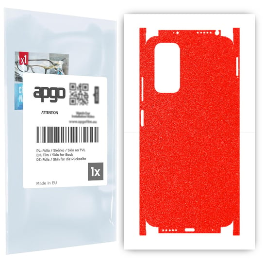 Folia naklejka skórka strukturalna na TYŁ+BOKI do Xiaomi Redmi Note 11S -  Czerwony Pastel Matowy Chropowaty Baranek - apgo SKINS apgo