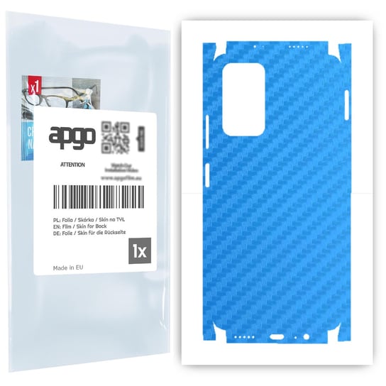 Folia naklejka skórka strukturalna na TYŁ+BOKI do Xiaomi Redmi Note 11T -  Carbon Niebieski - apgo SKINS apgo