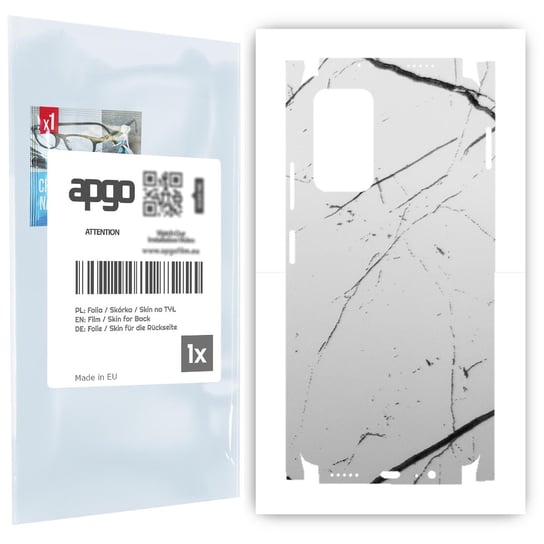 Folia naklejka skórka strukturalna na TYŁ+BOKI do Xiaomi Redmi Note 11T -  Marmur Biały - apgo SKINS apgo