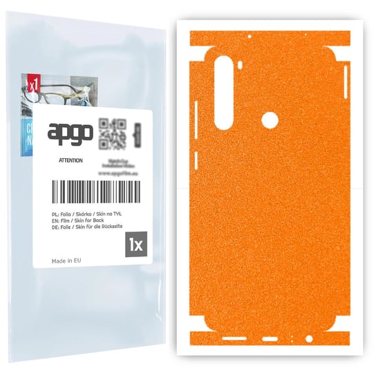 Folia naklejka skórka strukturalna na TYŁ+BOKI do Xiaomi Redmi Note 8 -  Pomarańczowy Pastel Matowy Chropowaty Baranek - apgo SKINS apgo