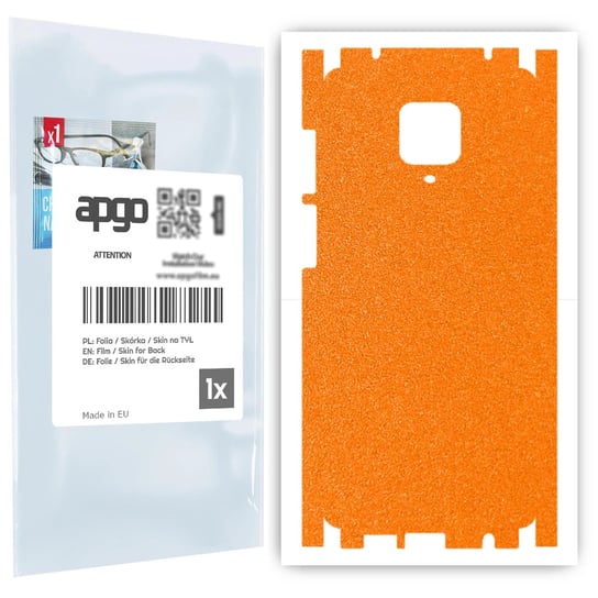 Folia naklejka skórka strukturalna na TYŁ+BOKI do Xiaomi Redmi Note 9 Pro Max -  Pomarańczowy Pastel Matowy Chropowaty Baranek - apgo SKINS apgo