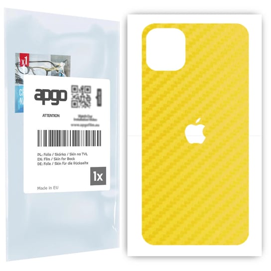 Folia naklejka skórka strukturalna na TYŁ do Apple iPhone 11 Pro Max -  Carbon Żółty - apgo SKINS apgo