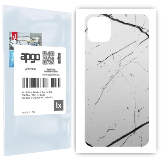 Folia naklejka skórka strukturalna na TYŁ do Apple iPhone 11 Pro Max -  Marmur Biały - apgo SKINS apgo