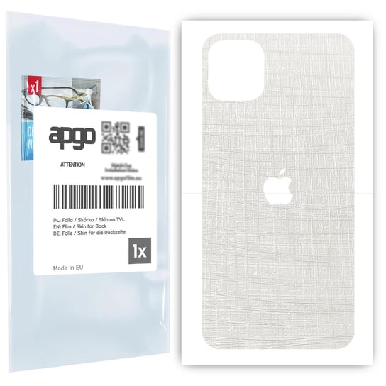 Folia naklejka skórka strukturalna na TYŁ do Apple iPhone 11 Pro Max -  Tkanina Biała - apgo SKINS apgo