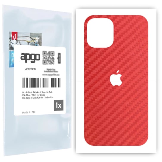 Folia naklejka skórka strukturalna na TYŁ do Apple iPhone 12 mini -  Carbon Czerwony - apgo SKINS apgo