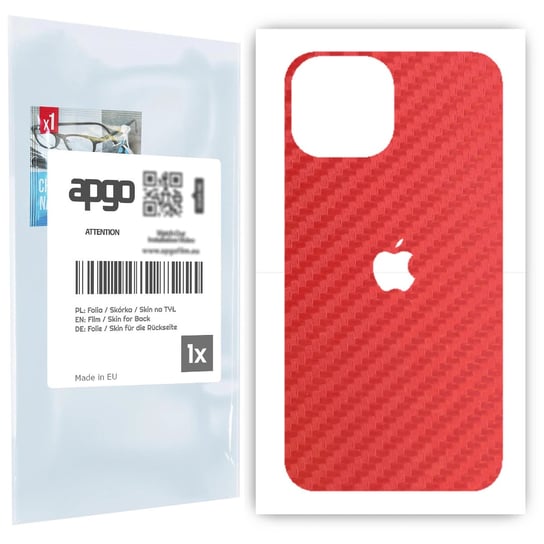Folia naklejka skórka strukturalna na TYŁ do Apple iPhone 13 mini -  Carbon Czerwony - apgo SKINS apgo