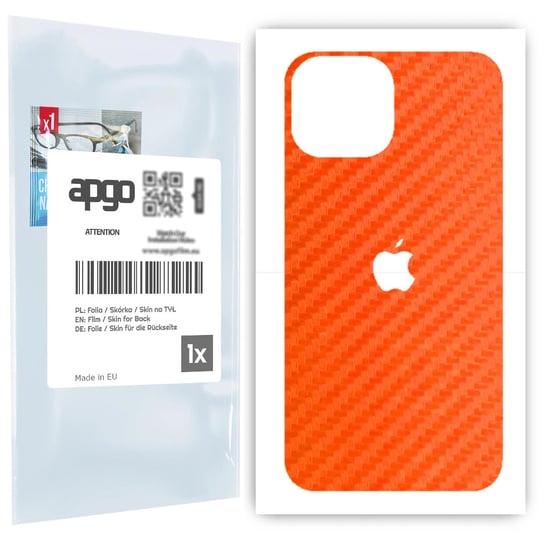 Folia naklejka skórka strukturalna na TYŁ do Apple iPhone 13 mini -  Carbon Pomarańczowy - apgo SKINS apgo