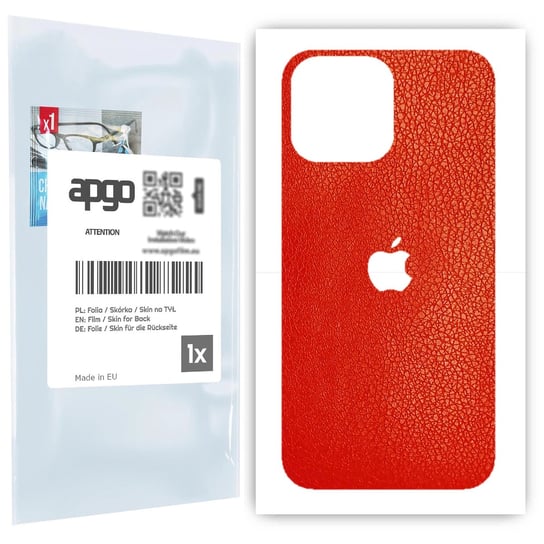Folia naklejka skórka strukturalna na TYŁ do Apple iPhone 13 Pro Max -  Skóra Czerwona - apgo SKINS apgo