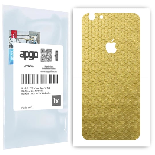 Folia naklejka skórka strukturalna na TYŁ do Apple iPhone 6 -  Plaster Miodu Złoty - apgo SKINS apgo