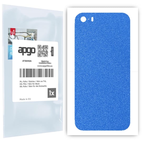 Folia naklejka skórka strukturalna na TYŁ do Apple iPhone SE (2016 pierwszy model) -  Niebieski Pastel Matowy Chropowaty Baranek - apgo SKINS apgo